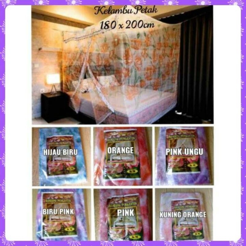 kelambu kotak gantung motif bunga