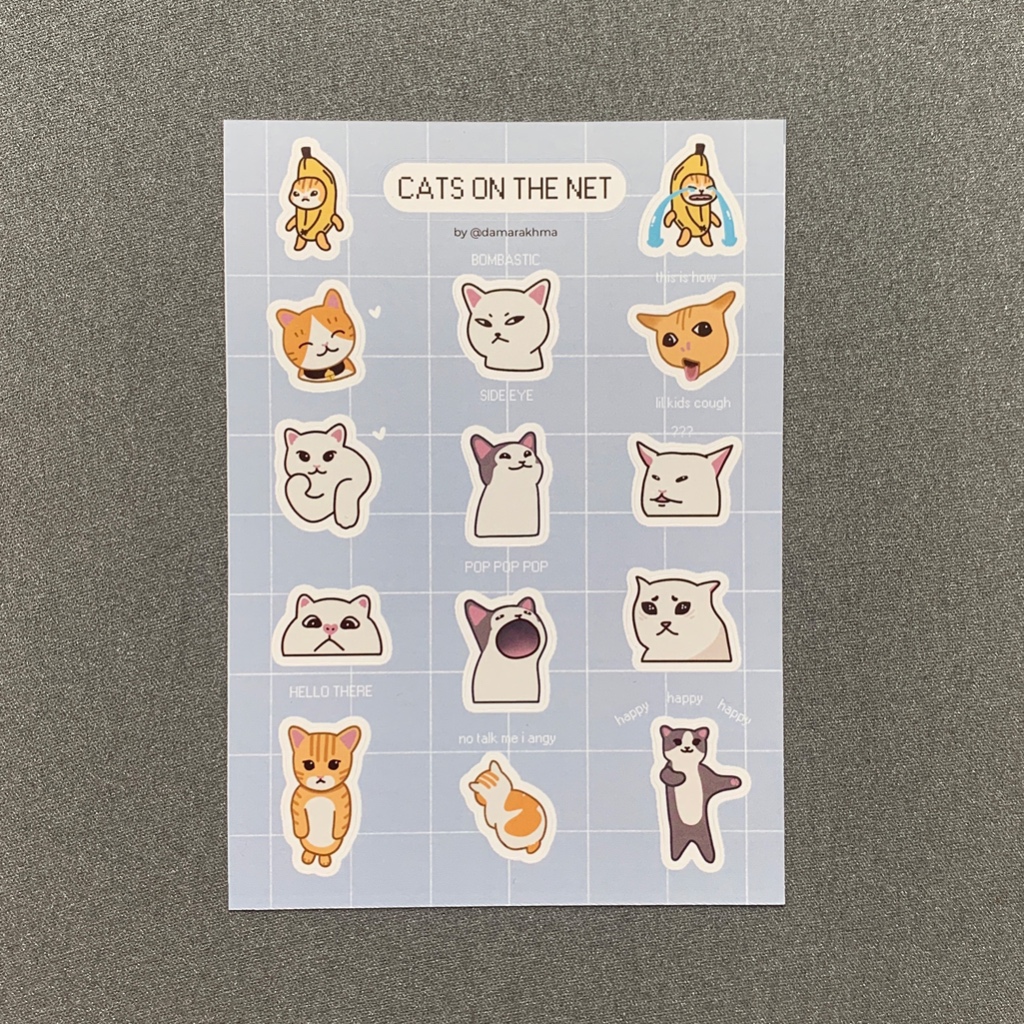 

Cats On The Net Journal Sticker Sheet - Stiker Planner Meme Kucing | damarakhma