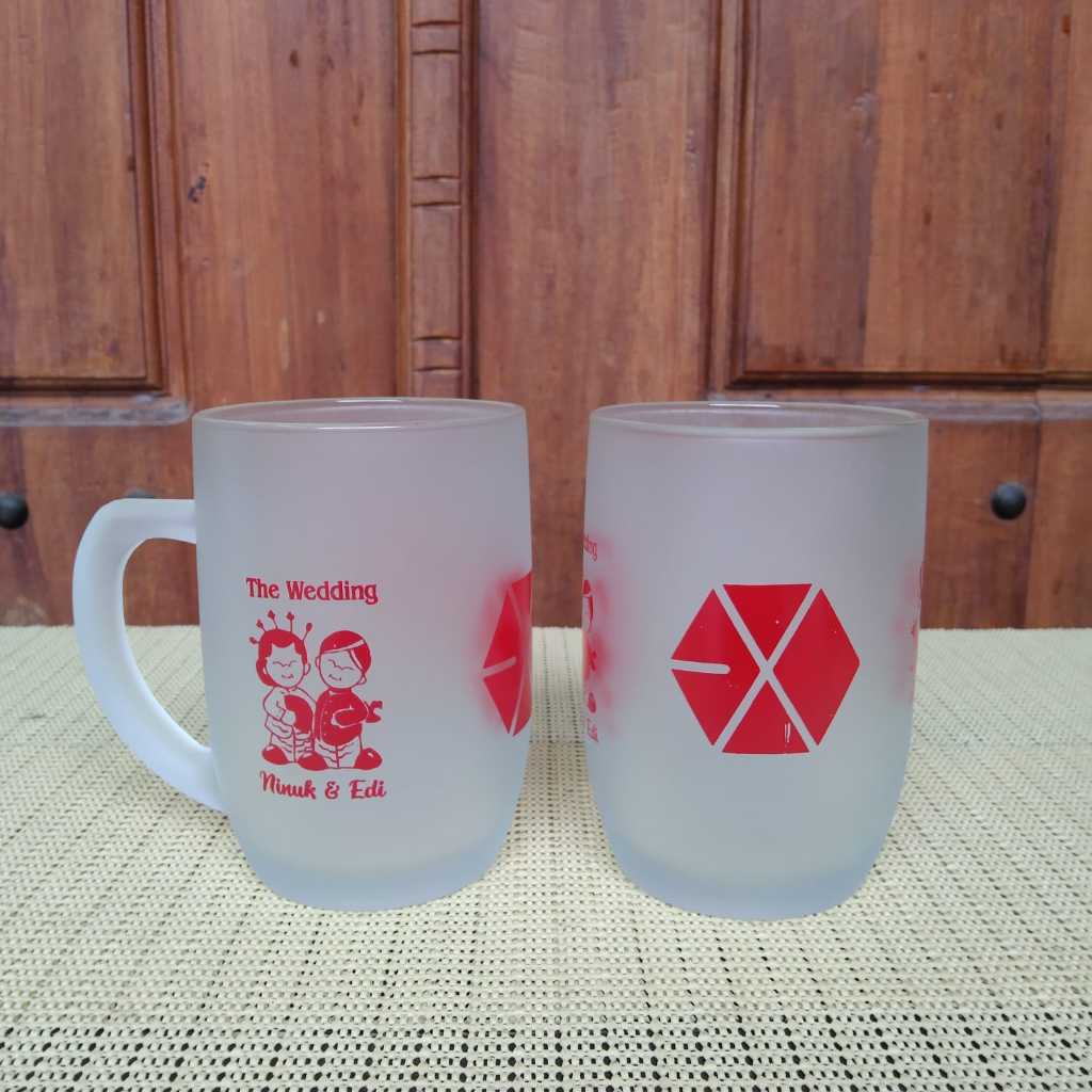 SOUVENIR PERNIKAHAN GELAS JUMBO | SOUVENIR GELAS GENDUT OVAL | SOUVENIR GELAS CUSTOM NAMA SABLON | G