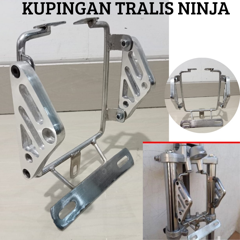 KUPINGAN LAMPU TRALIS Ninja R / RR SEGITIGA CNC Bracket Pangkon pesek pnp shock ninja