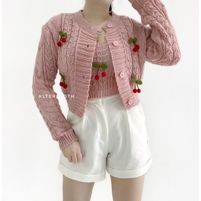 alter.cloth - CHLOEE SET | Atasan Wanita Lengan Panjang Set Wanita Kardigan Outer Korea Tanktop Knit