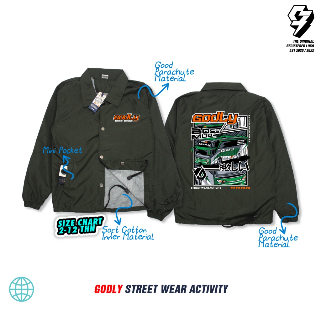 Jacket Coach Anak Laki-Laki Usia 1-12 Tahun Bahan Parasut BOSS MUDA // GODLYKIDS