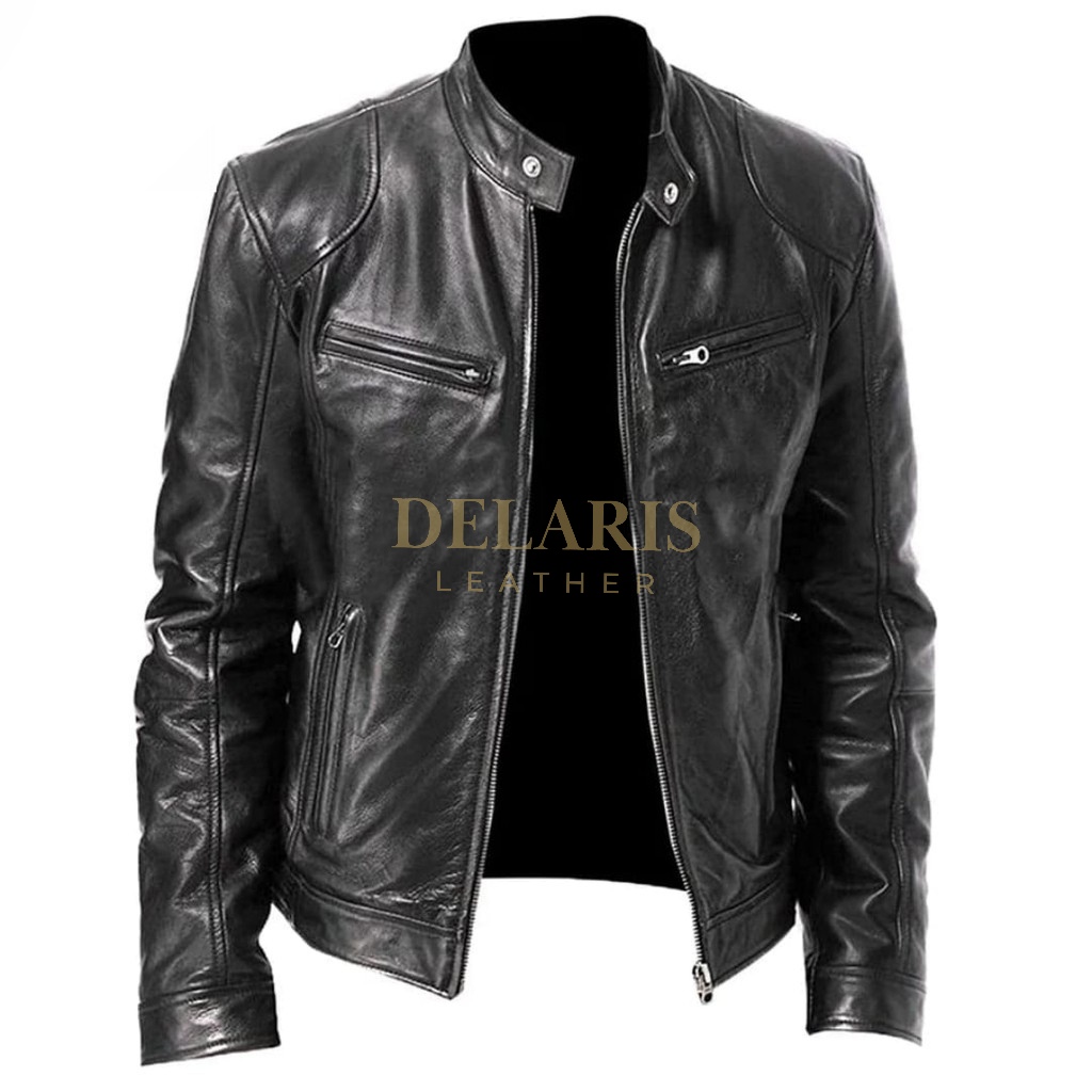 Hot Product Delaris Jaket Kulit Pria Vector Hitam Cokelat