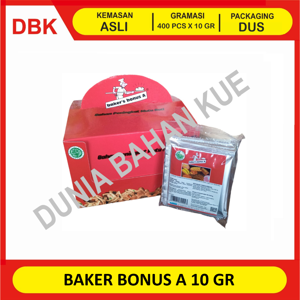 

BAKER'S BONUS A / PELEMBUT ROTI BREAD IMPROVER 10 GR - 1 DUS 400 PCS