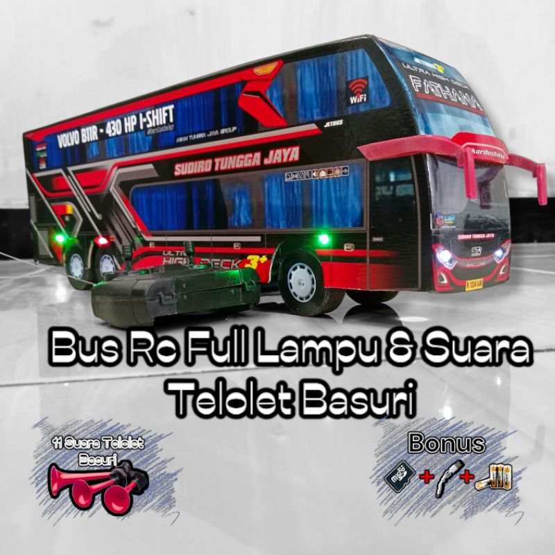 Miniatur Bus STJ FATHANA RC Full Lampu Suara Telolet Basuri