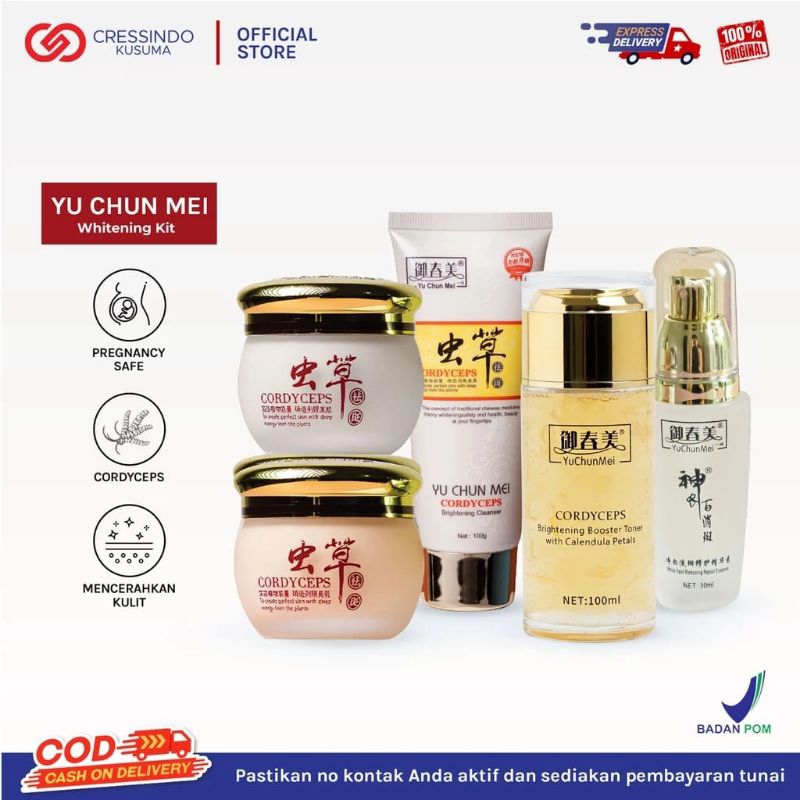 [ BPOM ORIGINAL LOKAL ] YU CHUN MEI Cordyceps Whitening Paket 5in1