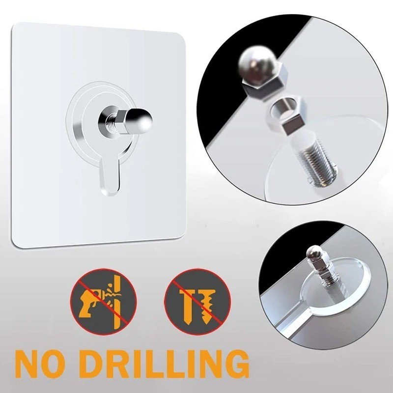 Stiker Lem Gantungan dinding Paku Tempel Socket Hook magic Baut paku