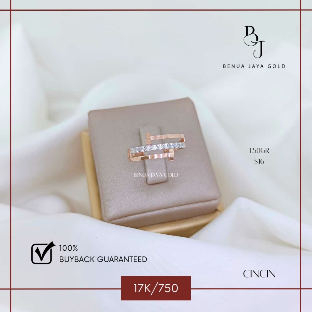 Cincin Fashion Emas Rose Gold 17K/750