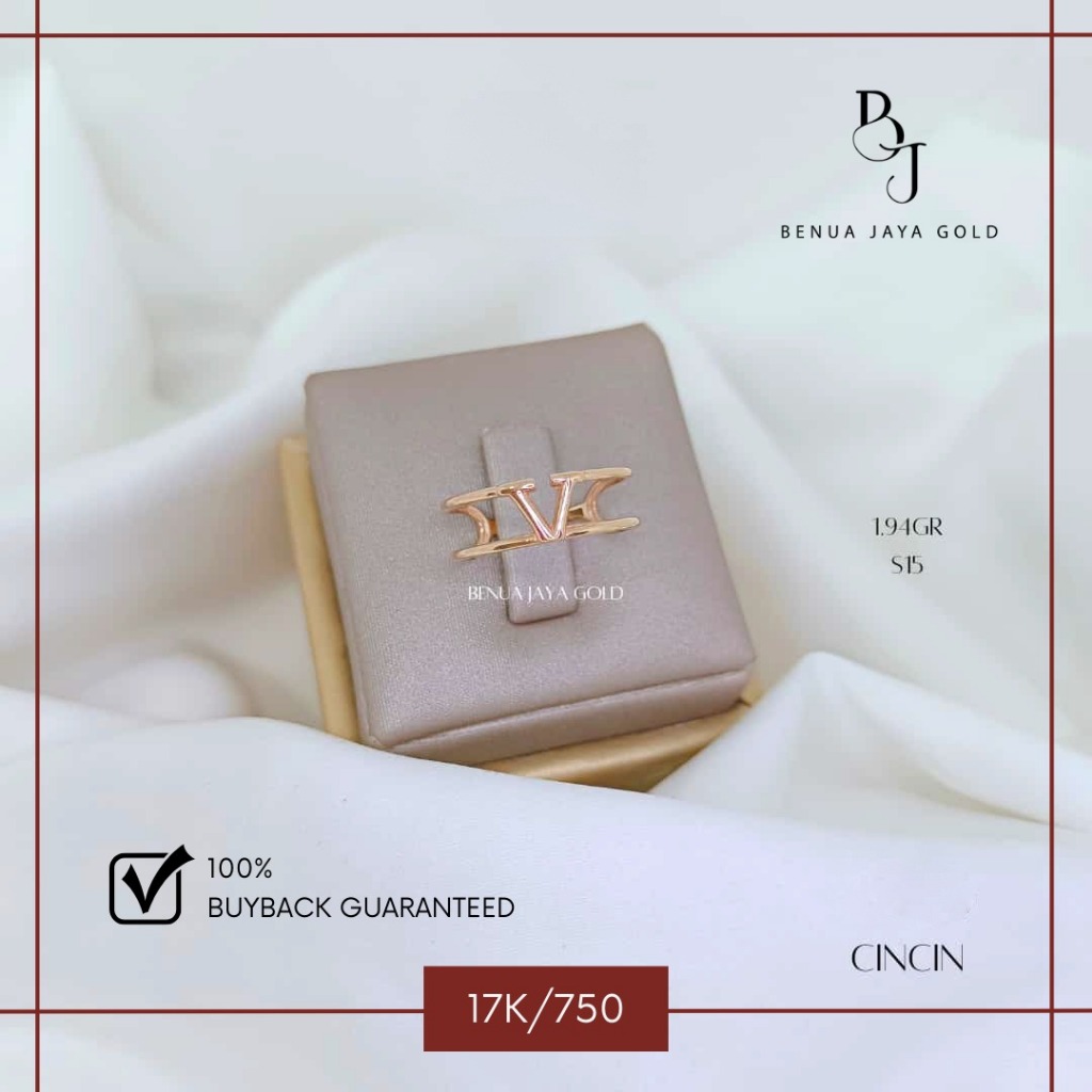 Cincin Fashion Emas Rose Gold 17K/750