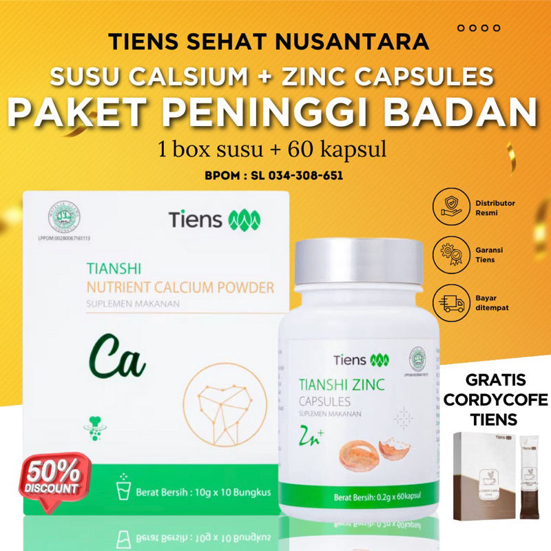 PROMO PAKET PENINGGI BADAN TIENS SUSU DAN KAPSUL