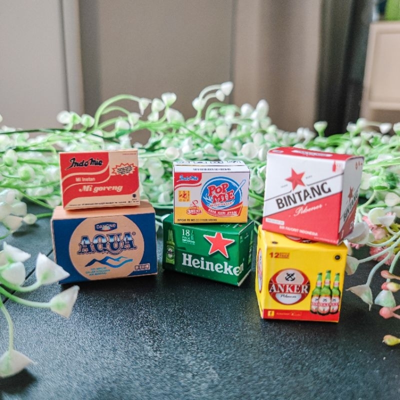 MINIATUR 1:12 BOX MAKANAN MINUMAN KARDUS MAINAN