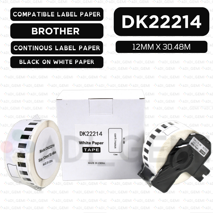 

COMPATIBLE LABEL PAPER BROTHER DK-22214 - 12MM X 30.48M - QL-500 QL-820NWB QL-1050 QL-1100