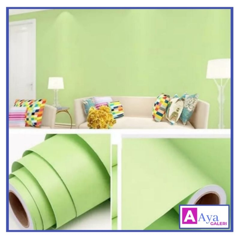 Walpaper Dinding Stiker Kamar Ruang Tamu Polos Hijau / walpeper