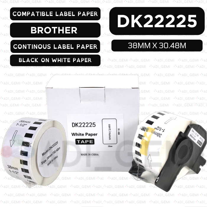 

COMPATIBLE LABEL PAPER BROTHER DK-22225 - 38MM X 30.48M - QL-500 QL-820NWB QL-1050 QL-1100