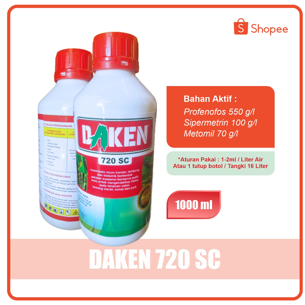 DAKEN 720 SC 1 Liter INSEKTISIDA PUPUK CAIR PROFENOFOS/SIPERMETRIN/METOMIL