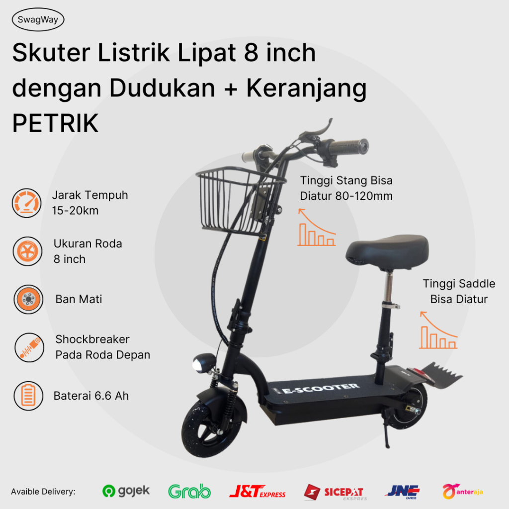 Motor Listrik PETRIK dengan dudukan seater Skuter listrik duduk peter otoped elektrik dengan saddle 