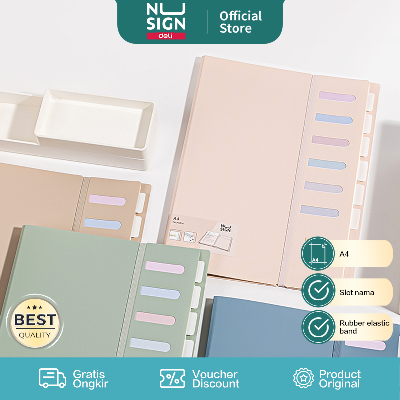 

Nusign File Holder/Map Dokumen A4 6 Slot Muat Banyak Warna Pastel NS516