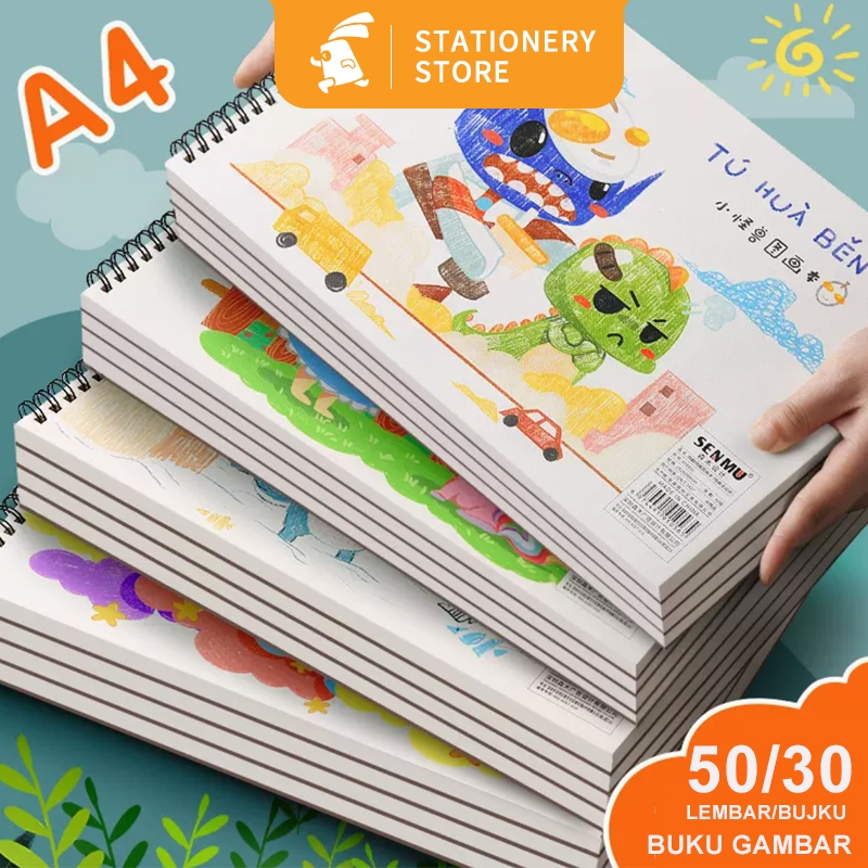 

Buku Gambar A4 Vertikal Jilid Spiral, 50 /30 lembar, Dapat Dibalik 360 Derajat-Rabbit Stationery