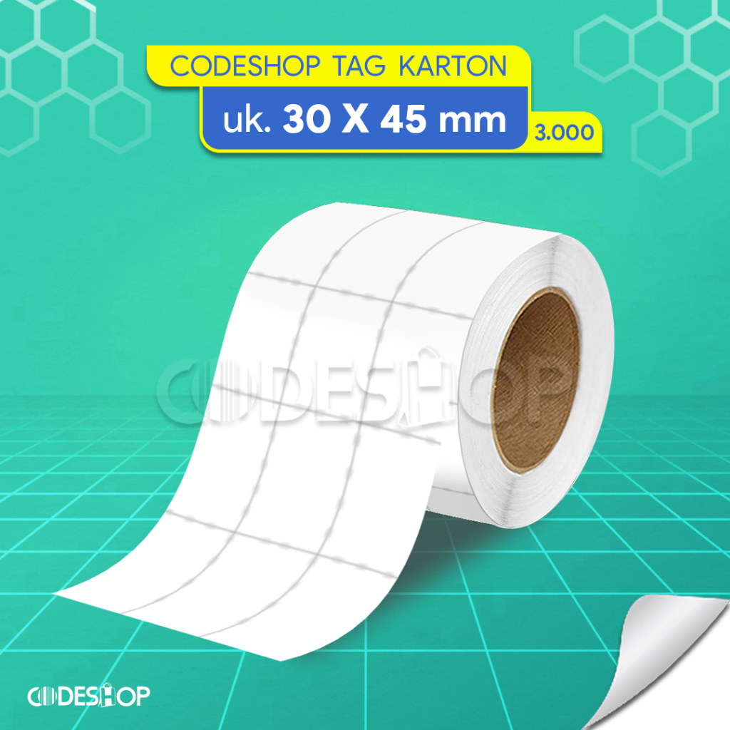 

Codeshop Label Tag Karton 30 x 45 mm 1 Line Core Besar isi 3000 Stiker