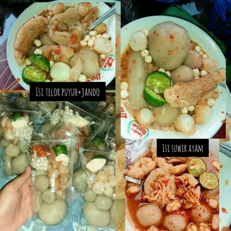 

baso Aci isi ayam suwir pedas kuah mercon