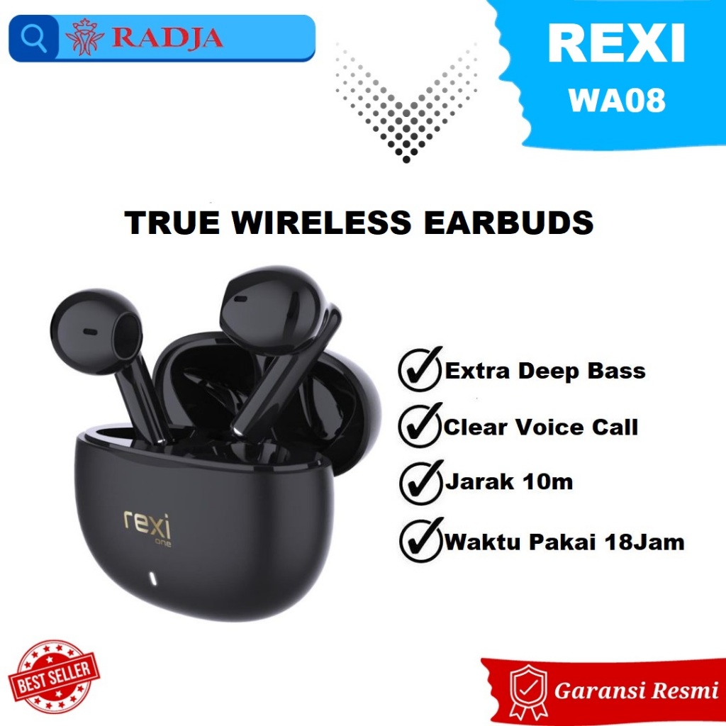 Headset Bluetooth Rexi WA08 Wireless Earphone TWS Earbuds