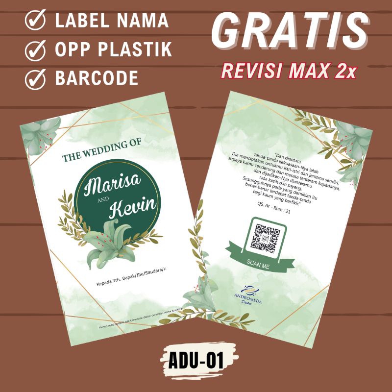 Undangan Pernikahan Aesthetic Rustic Bunga Warna Sage Elegant Simple Kekinian Mewah Cantik Unik Mode