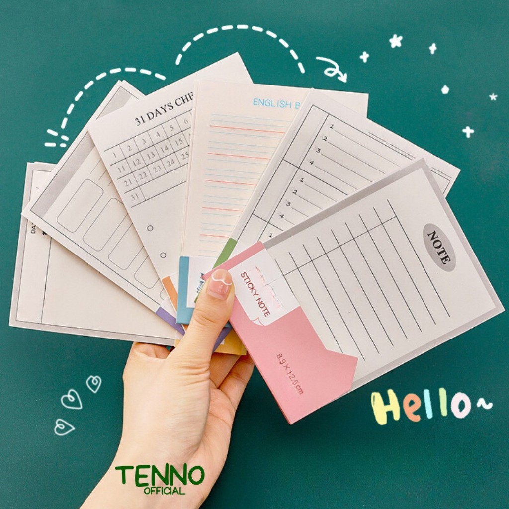 

TENNO Sticky Note 50 Lembar Lucu Cute Memo Daily Use Planner Catatan Kertas Tempel Serbaguna Aesthetic Estetik