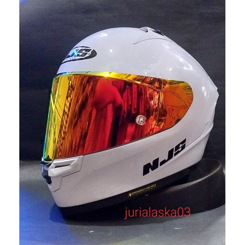 HELM NJS ZX-1R POLOS PUTIH KACA IRIDIUM  | FULL FACE NJS