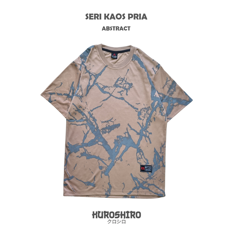 KUROSHIRO - Kaos Laki Laki Abstract Baju Pria Dewasa-CREAM