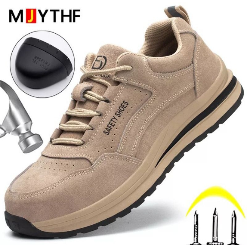 Sepatu Safety Casual Pria dan Wanita Ujung Besi Bahan Kulit Sapi Asli