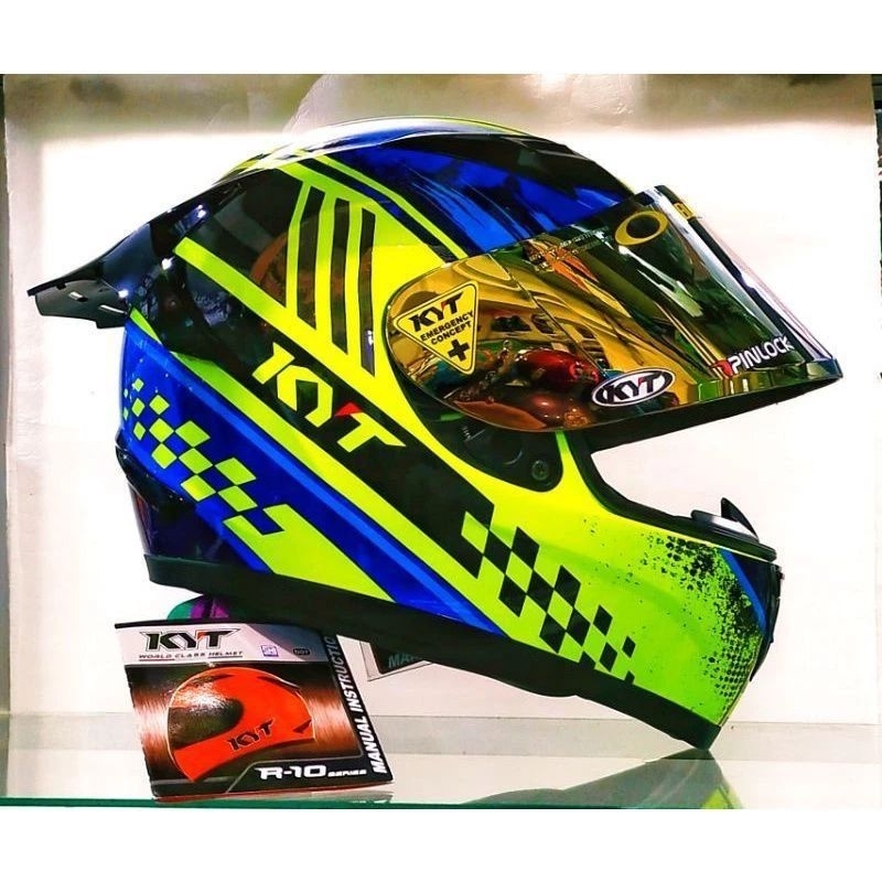 KYT R10 MOTIF PAKET GANTENG HELM FULL FACE - SERI 4 YELLOW BLUE