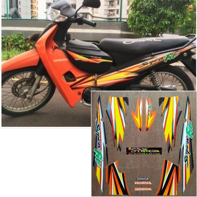 Striping Original Honda Supra Fit oren hitam tahun 2005