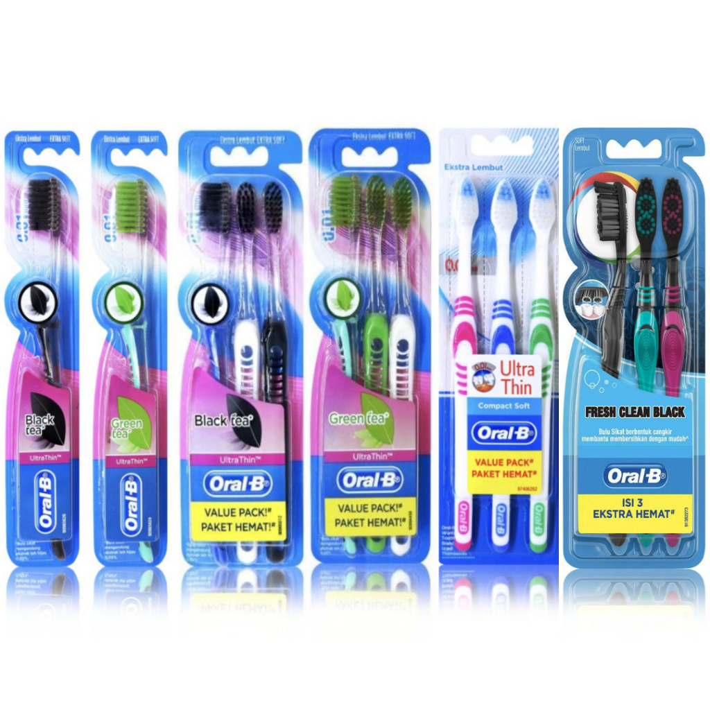 Oral B Sikat Gigi Ultrahin Black Tea / Green Tea / Compact Soft 3s / 1s Extra Soft / Fresh Clean