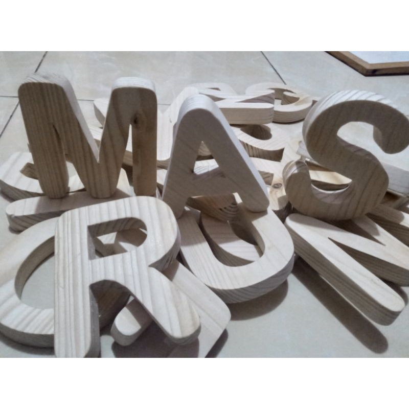 angka/huruf alfabet kayu jati belanda