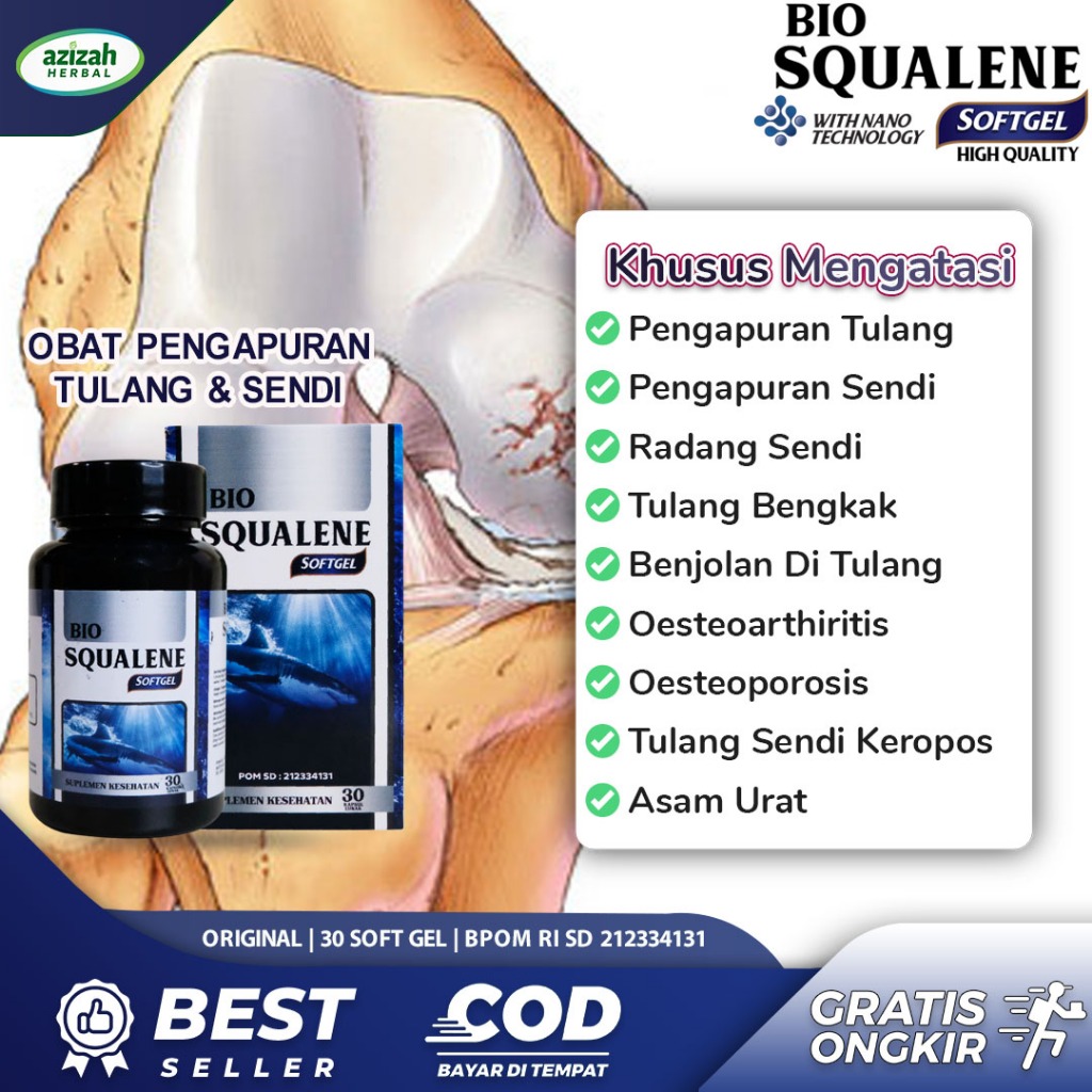 Obat Pengapuran Tulang Dan Sendi Aman Buat Lansia Atasi Radang Sendi
Osteoarthiritis Taji Tulang Benjolan di Lutut Sikut Herbal Bio Squalene
Softgel