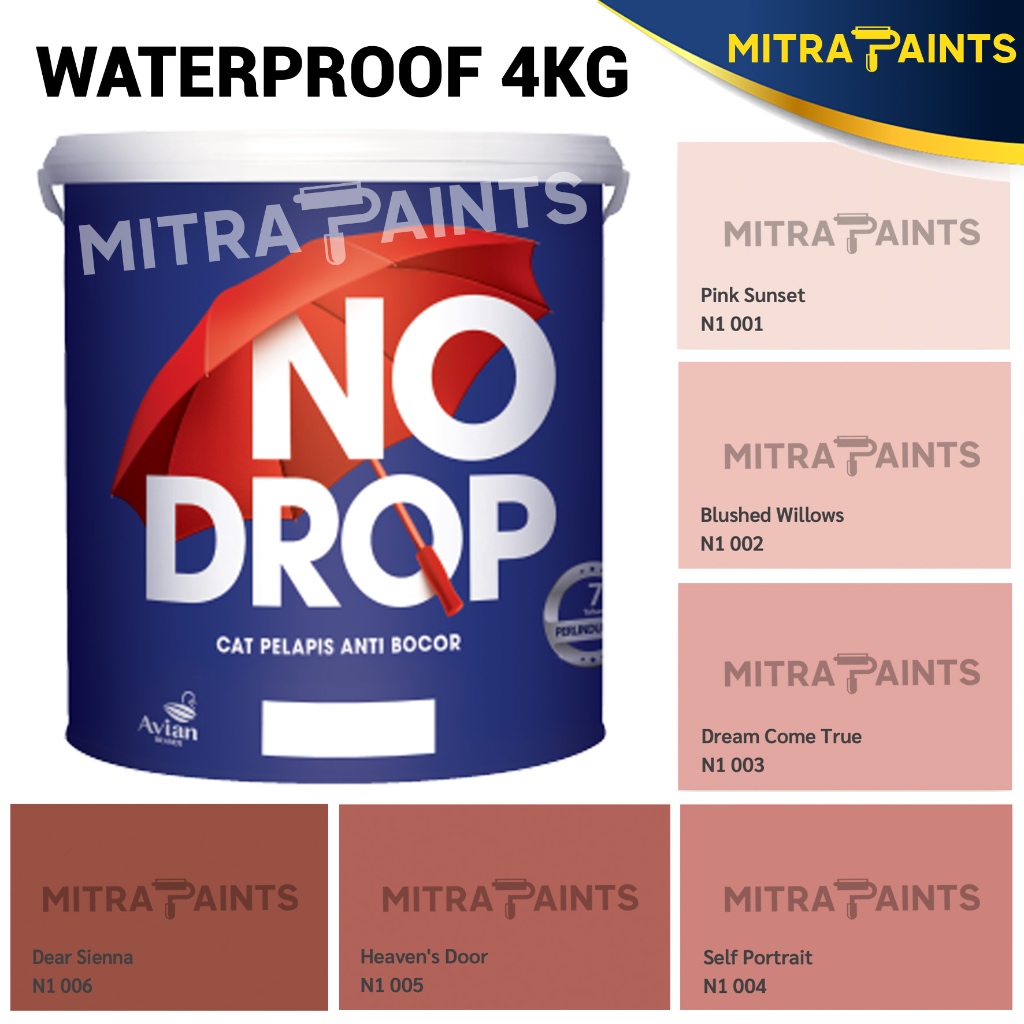 CAT TEMBOK WATERPROOF NO DROP ANTI BOCOR 4 KG / N1 PINK SALEM TERAKOTA