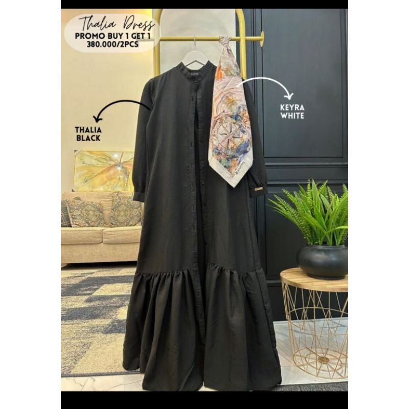 THALIA DRESS JOURNEY JP HITAM DAN PUTIH INER OUTER