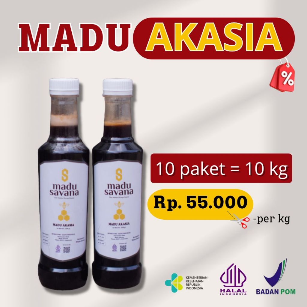 

PROMO PAKET HEMAT AKASIA BELI 10 GRATIS 10 Madu SAVANA Asli Murni Nektar BUNGA akasia sumatera 100% Pure Raw Honey Alami akasia