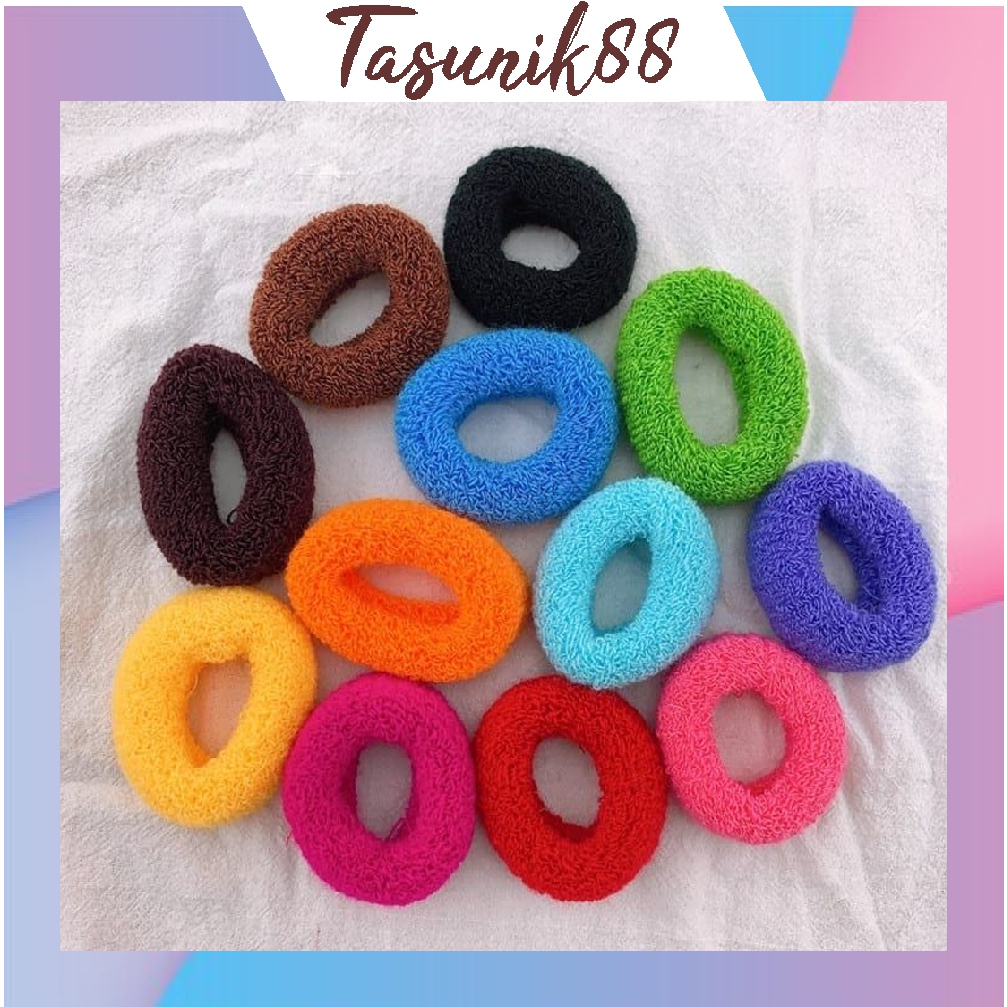 ⭐TasUnik88⭐ IKAT RAMBUT DONAT BESAR ALAT CEPOL / KUNCIRAN KUNCIR RAMBUT KARET JUMBO WANITA ANAK / ST