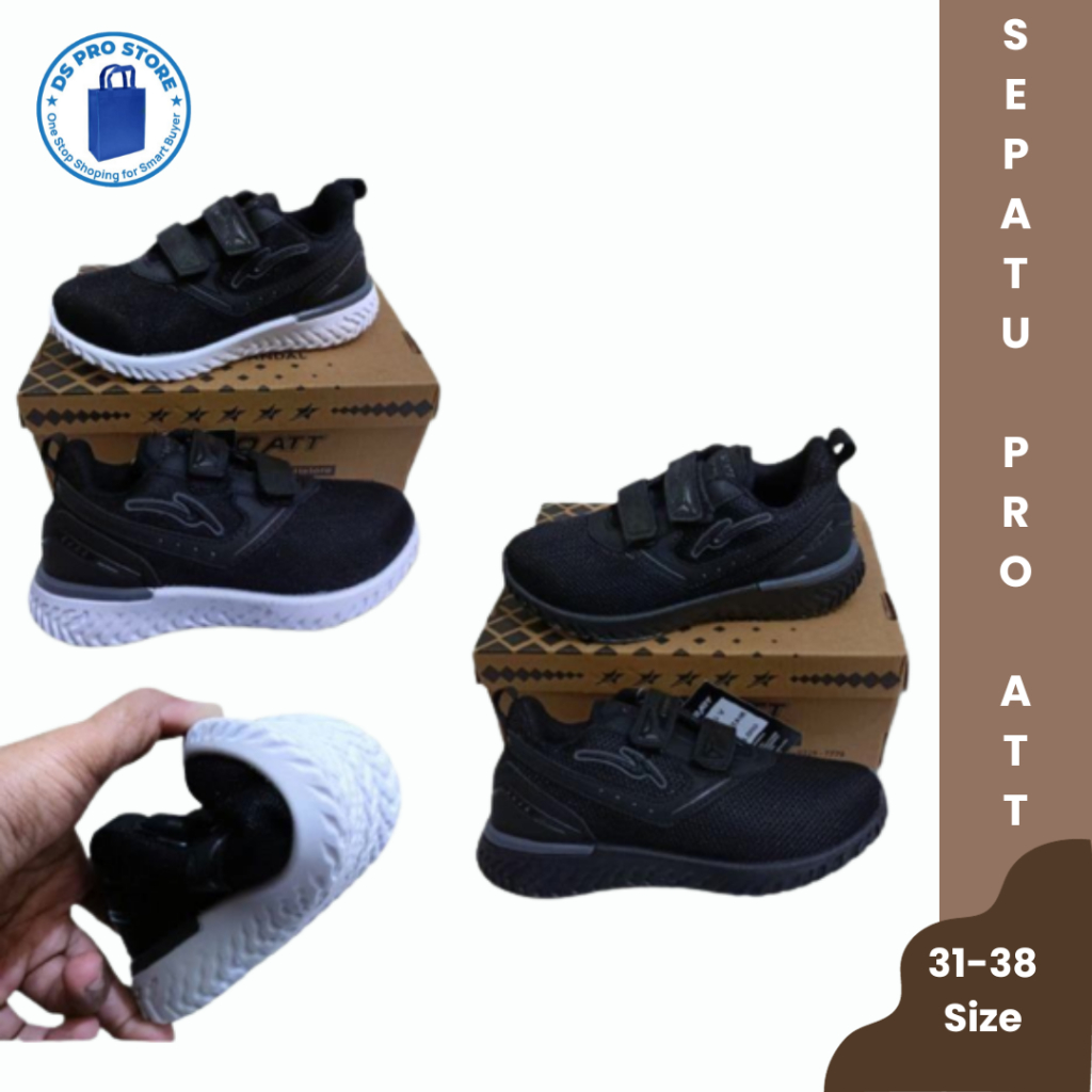 Sepatu sekolah PRO ATT sekolah sol karet lentur Original 100% Sepatu anak laki-laki perempuan terjam