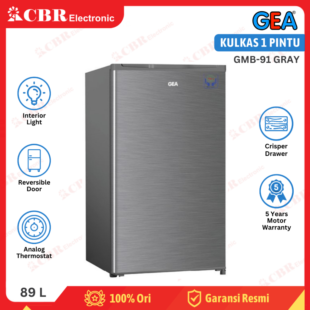 Kulkas GEA 1 Pintu GMB-91 (GRAY) 89 L
