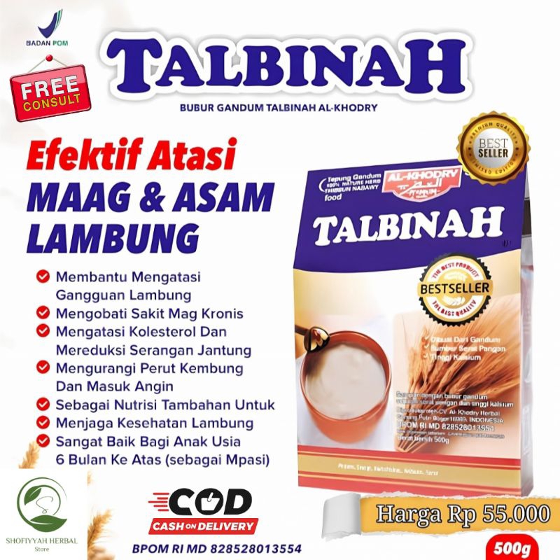 

Tepung Gandum asli Talbinah Al Khodry untuk maag & asam lambung mpasi diet rendah kalori