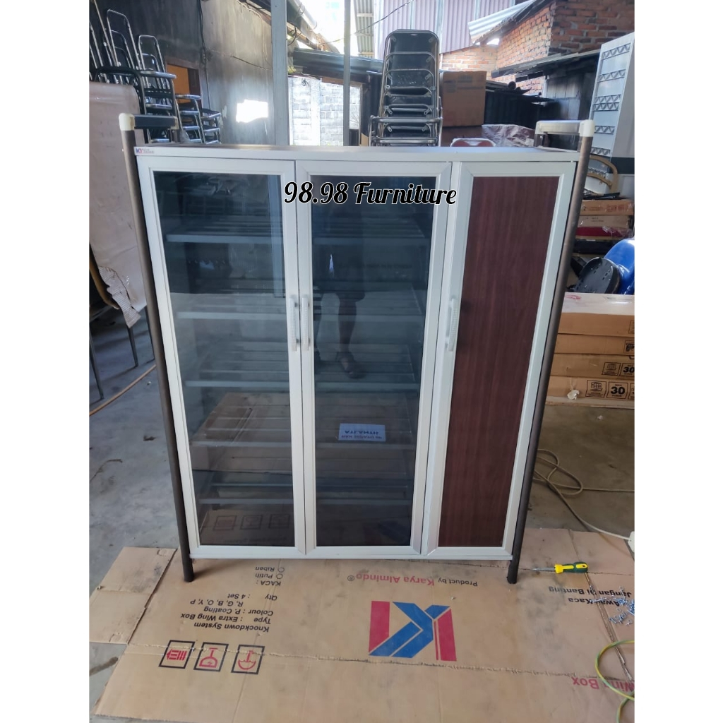 Rak Sepatu Alumunium 5 Susun Minimalis | Lemari Sepatu Kaca