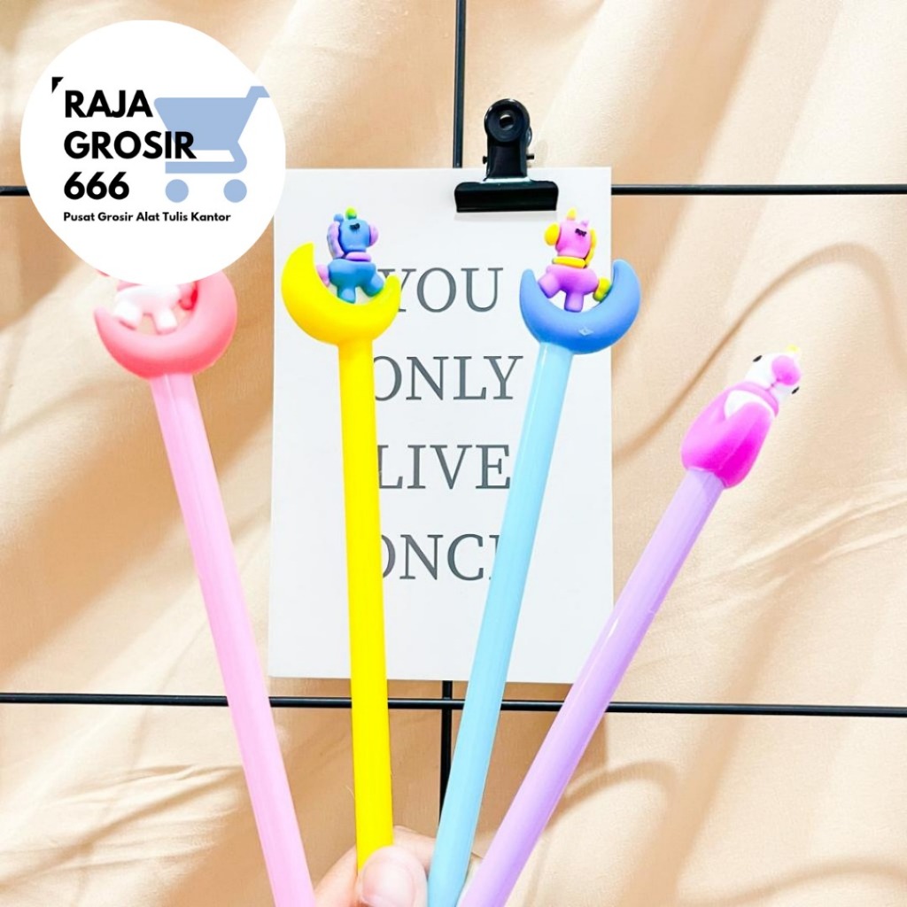 PULPEN GEL UNICORN BULAN SABIT PGK-1025 BOLPEN ALAT TULIS SEKOLAH AESTHETIC KOREA COD TERJANGKAU