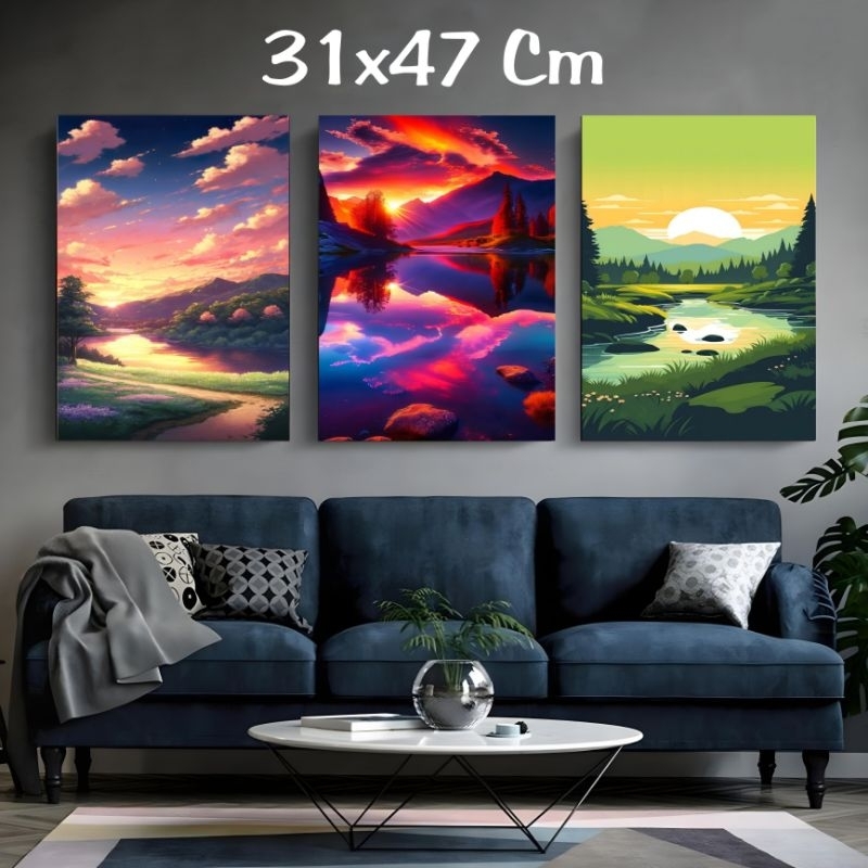 Hiasan Dinding Pemandangan Ukuran 47x31 Cm Dekorasi Dinding Ruang Tamu Aesthetic Ukuran Jumbo Pajang