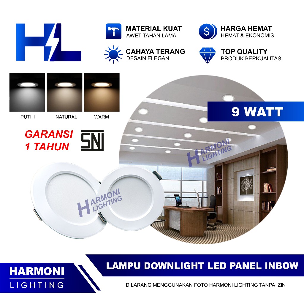 Lampu Downlight LED 9 Watt Plafon Inbow 9 Watt GARANSI
