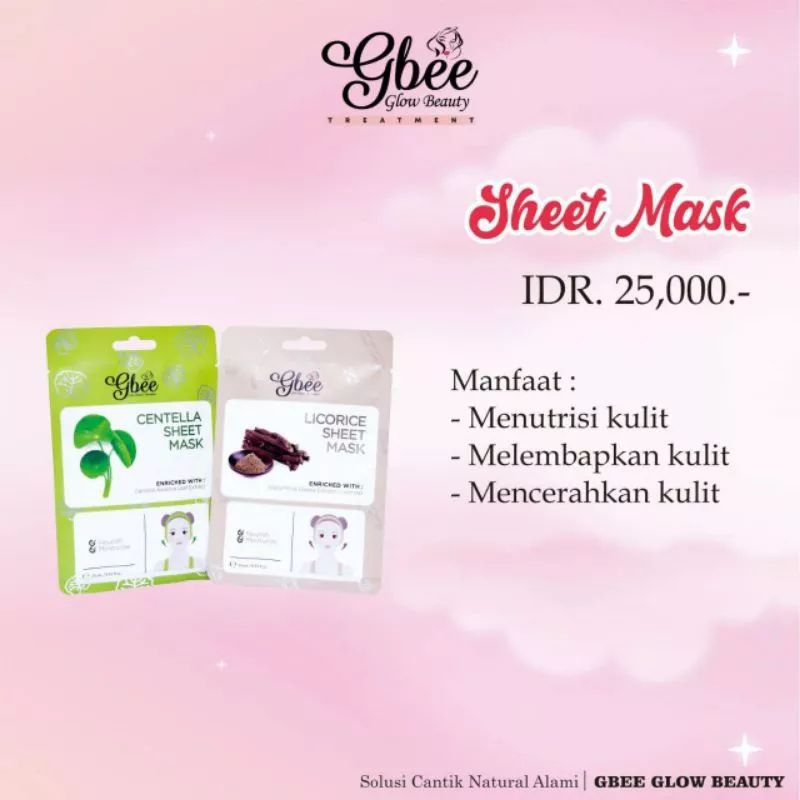 Gbee Glow Beauty Sheet Mask Gbee Glow Beauty Treatment