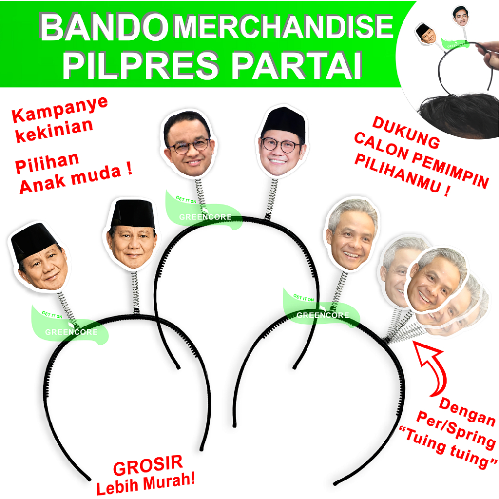 Bando tuing anies anis baswedan relawan ganjar pranowo prabowo subianto logo partai no kaos baju top