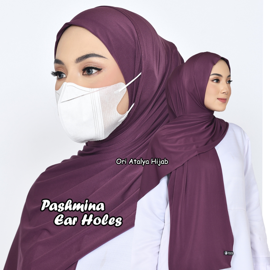 Jilbab Bergo Pashmina Instan Royal New Normal Variasi Lubang Telinga / Pasmina Masker