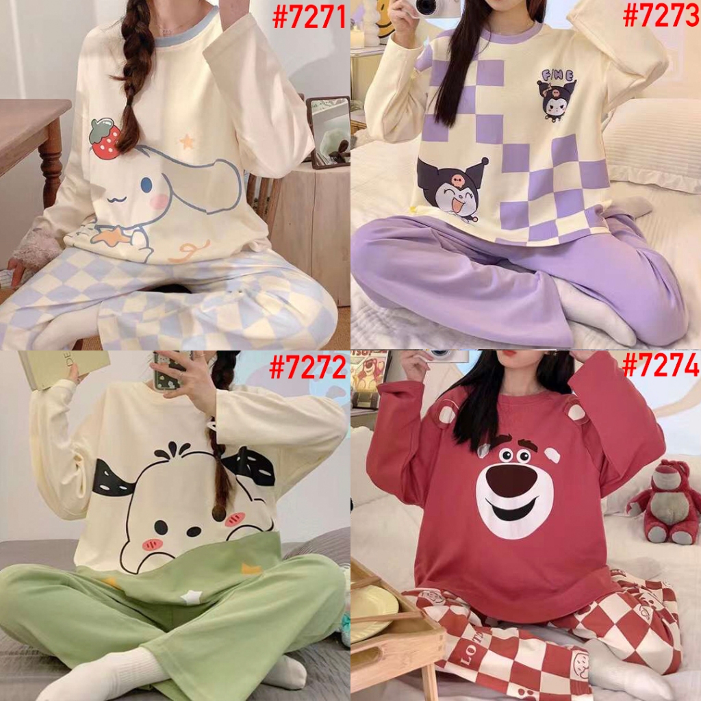 Set Piyama SUPER JUMBO LD 120 Korea PP Baju Tidur Wanita Import Piama Karakter Spandek Setelan Lenga